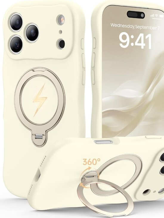 Other - iPhone 17 Pro Max Cute Wavy Case 360° Spin Silicone Stand Shockproof